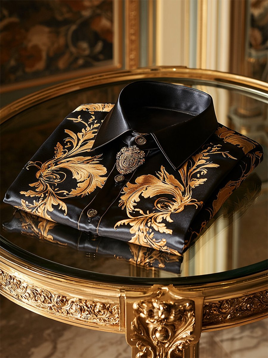 Camisa satén Luxe de manga larga con botones para hombre