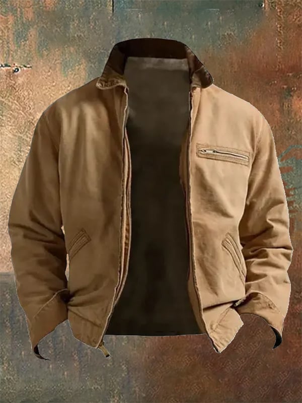 Chaqueta Western para exterior vintage Multi-bolsillo para hombre