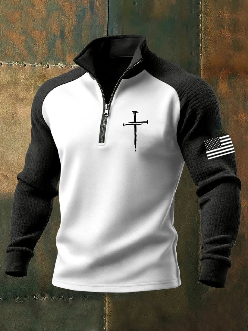 Sudadera retro Faith estampado Zip -Fast Shipping para hombre