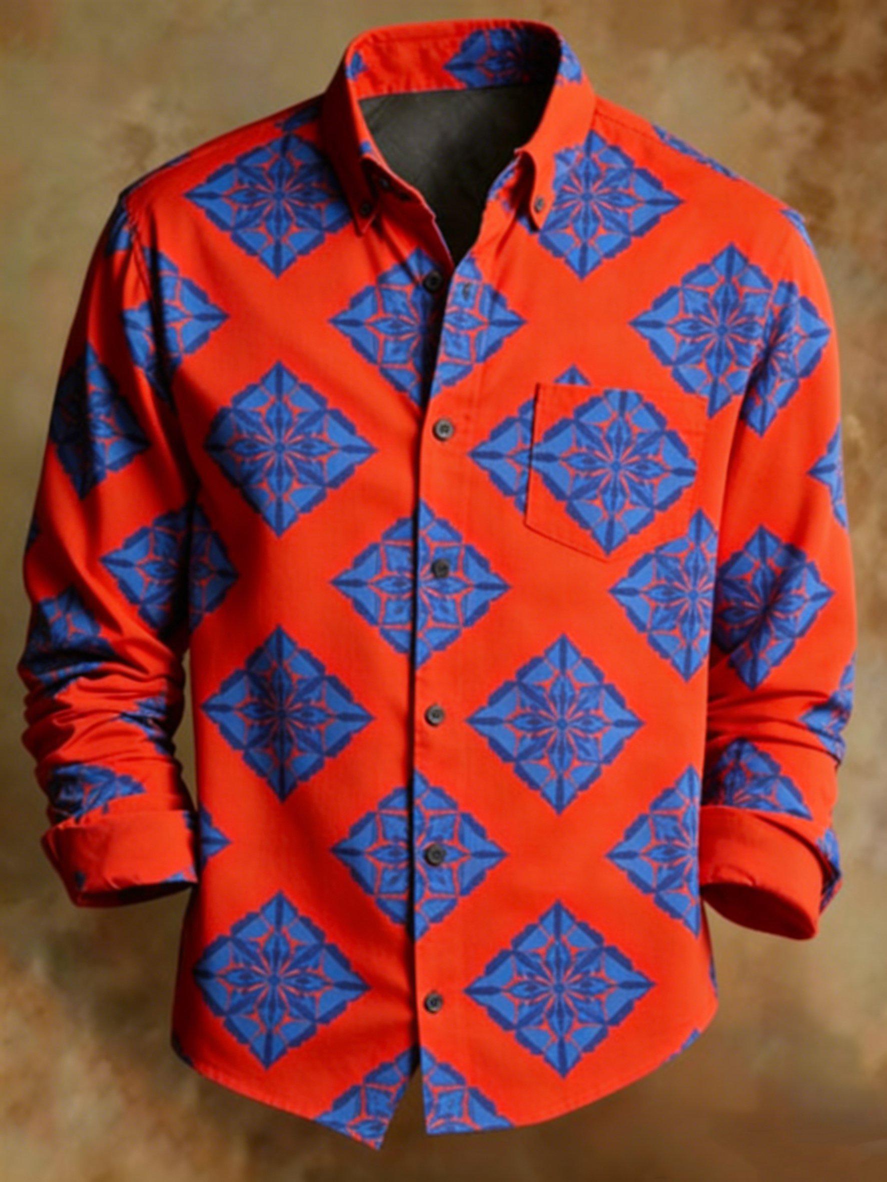 Camisa Abstract Geometric floral Pattern estampado ejecutivo Style para hombre