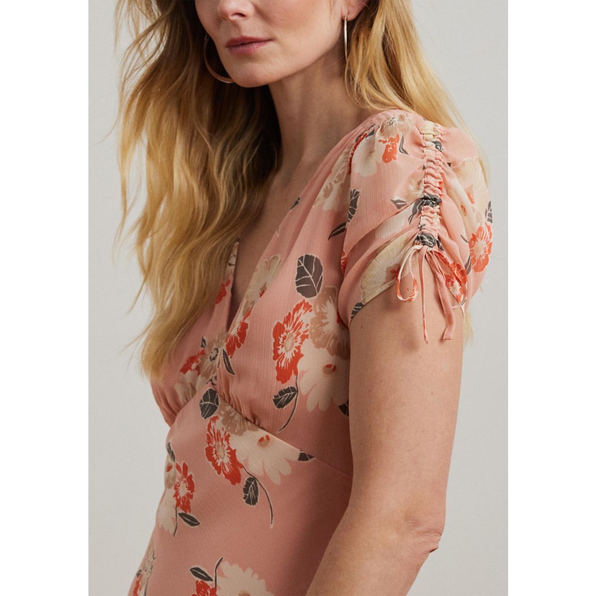 Floral Georgette Short Sleeve Dress - 3