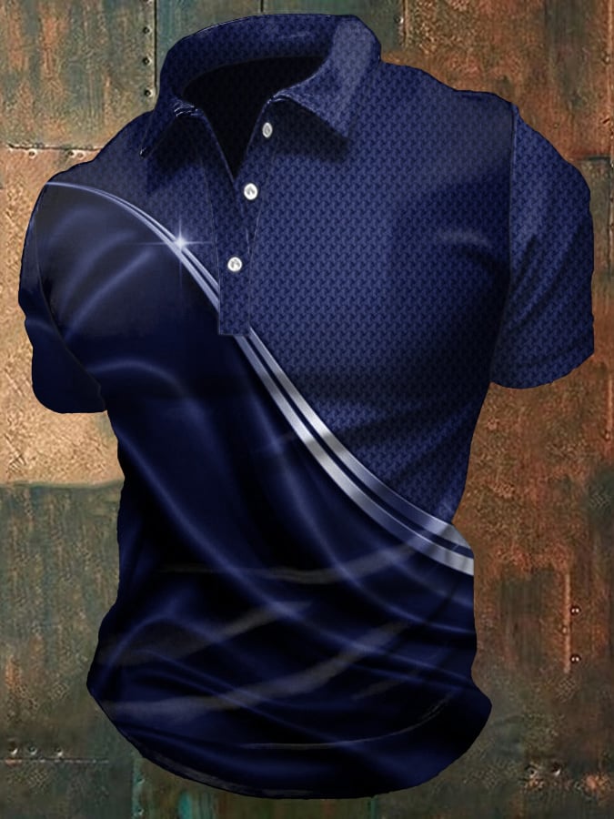 Camisa polo casual degradado ejecutivo Style de manga corta para hombre