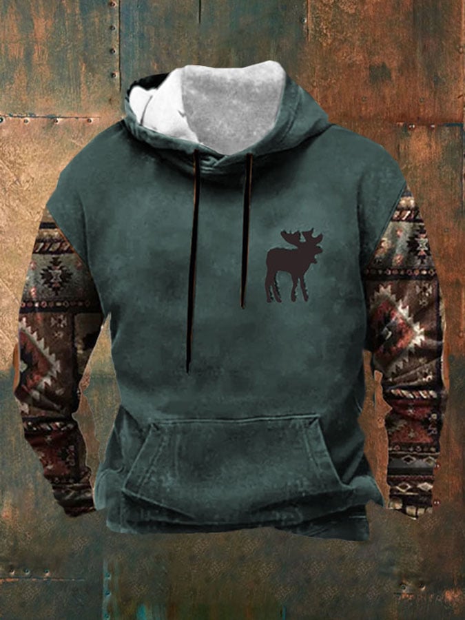 Sudadera casual Western estampado de manga larga Hooded para hombre