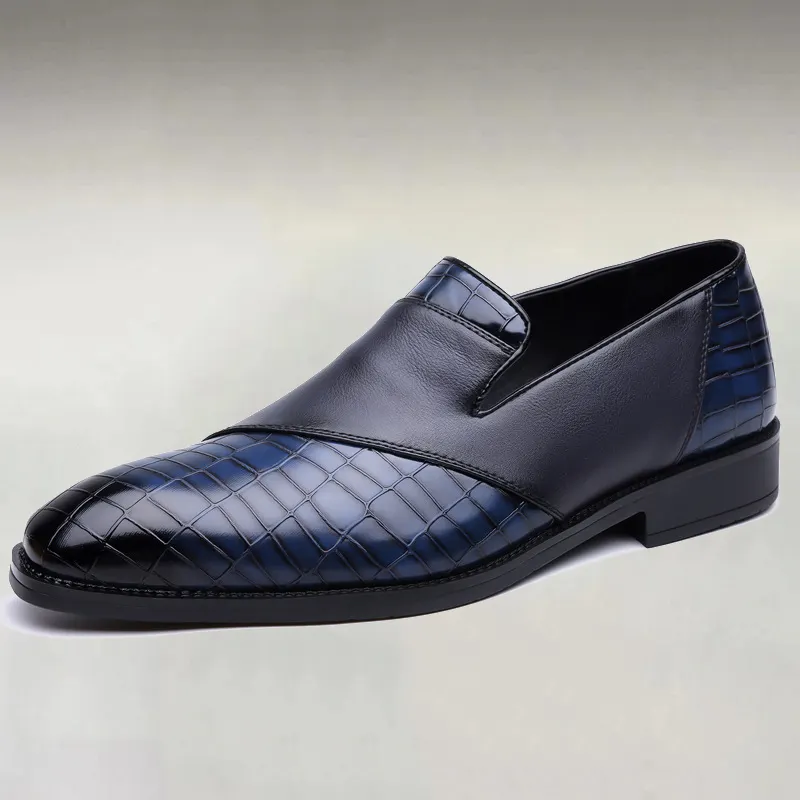 para hombre Two Tone Crocodile Embossed Contrast Spliced Slip On mocasines Dress zapatos