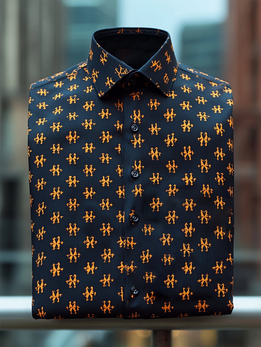 Camisa retro casual Faith ejecutivo de manga larga para hombre