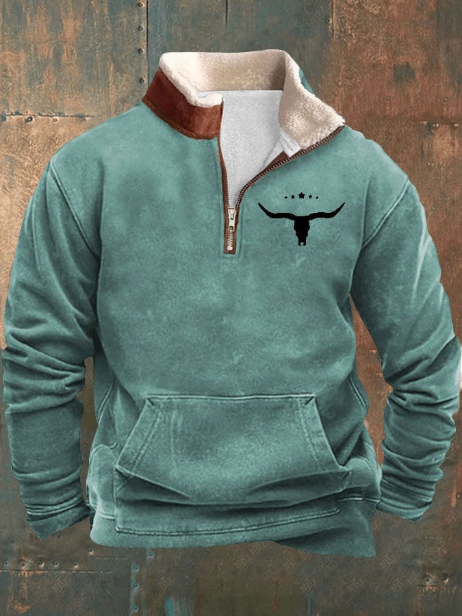 Sudadera vintage Western estampado de manga larga para hombre