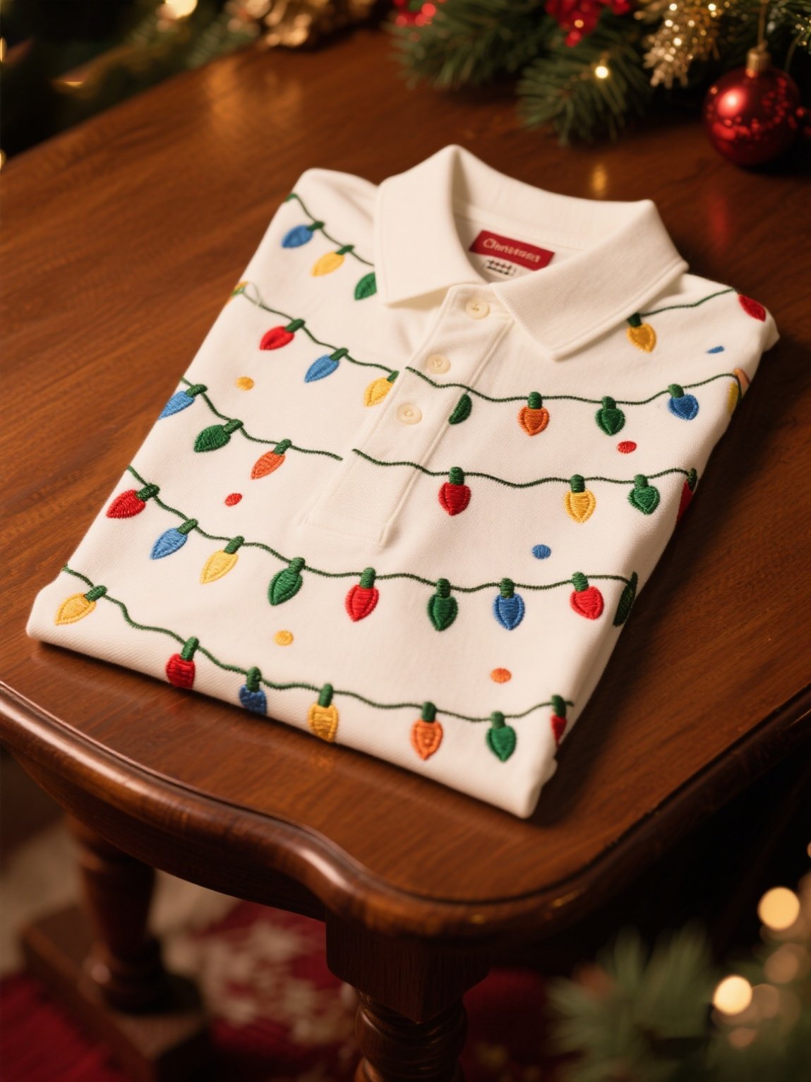 Camisa polo Christmas Logo estampado de manga larga para hombre