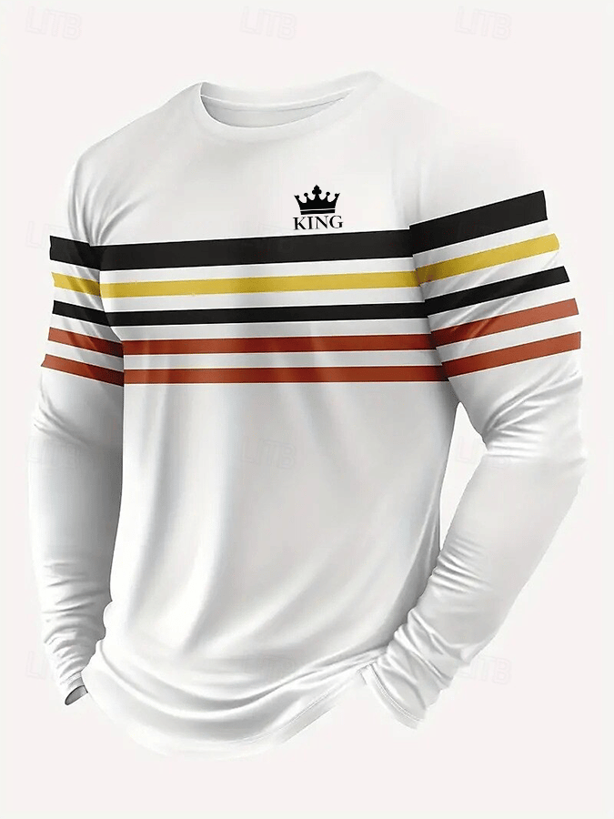 Camiseta ejecutivo casual estampado de manga larga para hombre