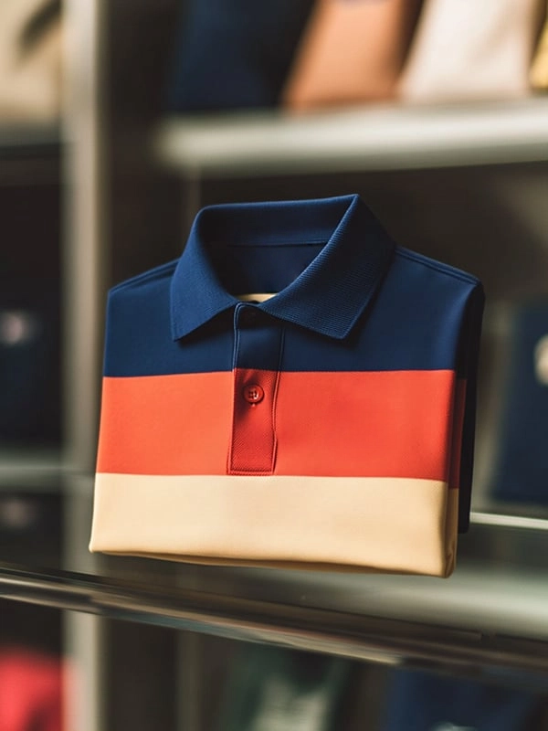 Camisa polo clásico ejecutivo rayas Logo Button de manga corta para hombre