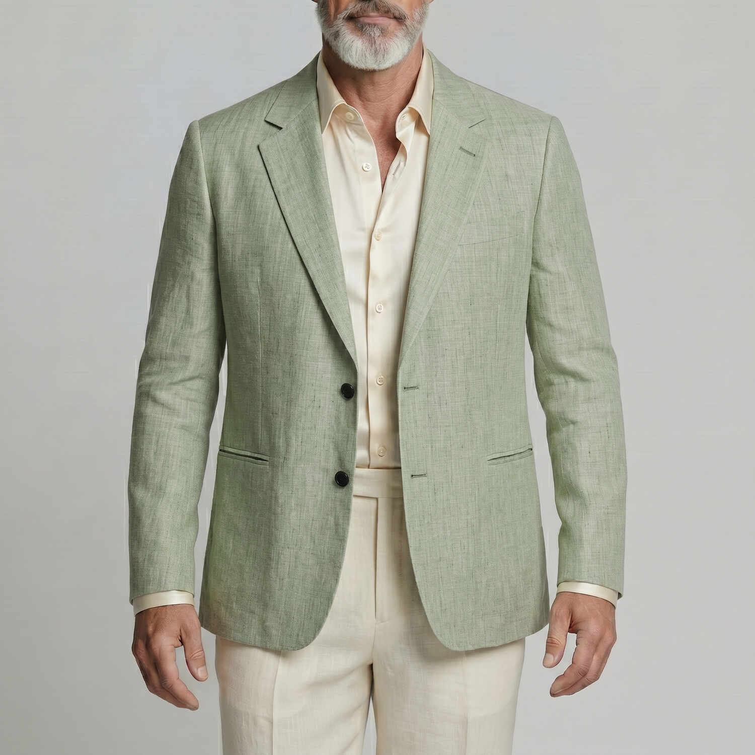 Saco ejecutivo casual Green Welt Pocket Notch Lapel de manga larga para hombre