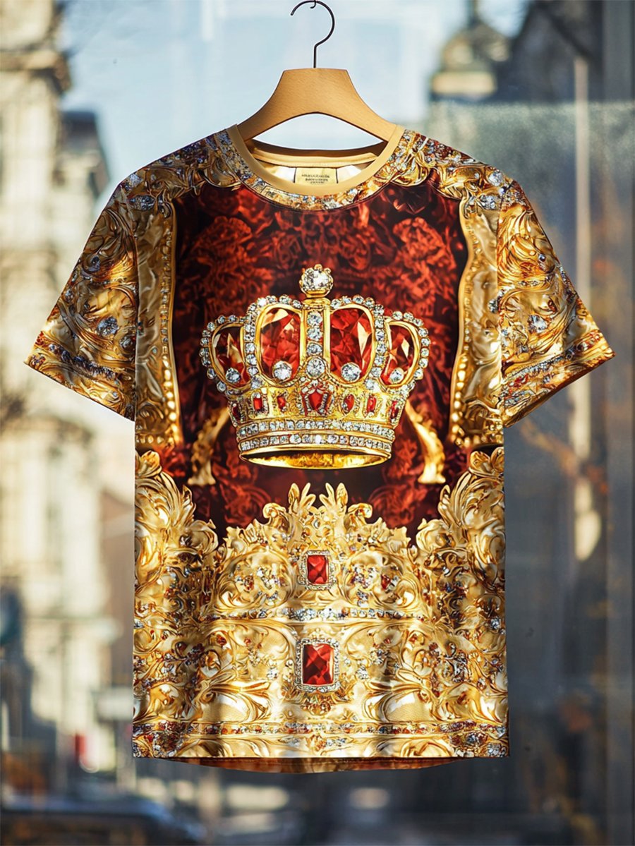 Camiseta ejecutivo de lujo estampado de algodón de manga corta para hombre