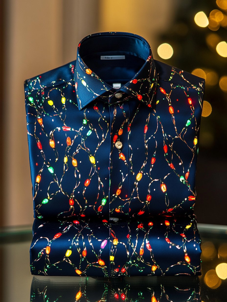 Camisa Christmas estampado de manga larga para hombre