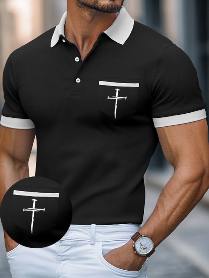 Camisa polo Faith Cross estampado casual (With bolsillos) para hombre