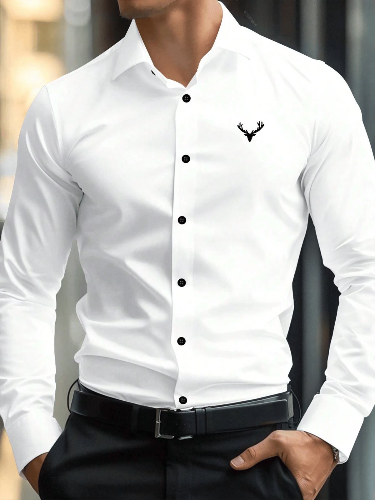 Camisa ejecutivo casual de manga larga para hombre