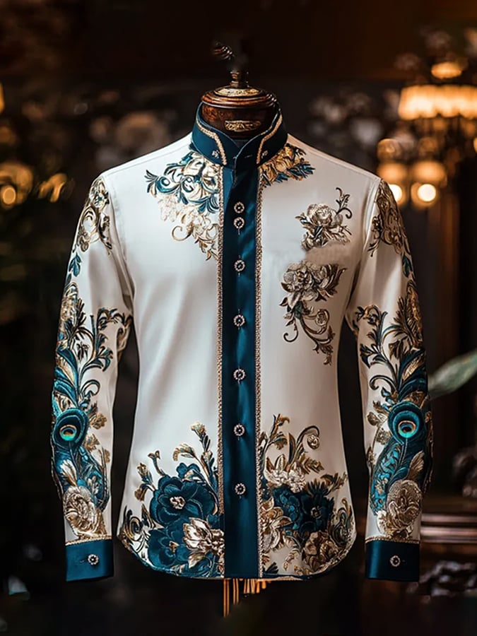 Camisa ejecutivo Ethnic diseño solapa para hombre
