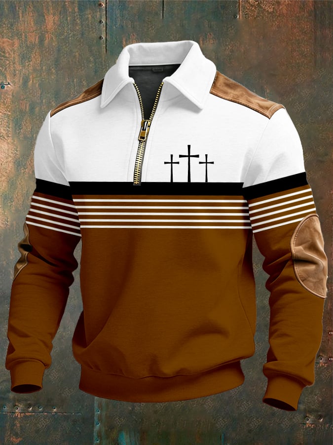 Sudadera vintage Faith Design estampado casual Zipper -Fast Shipping para hombre