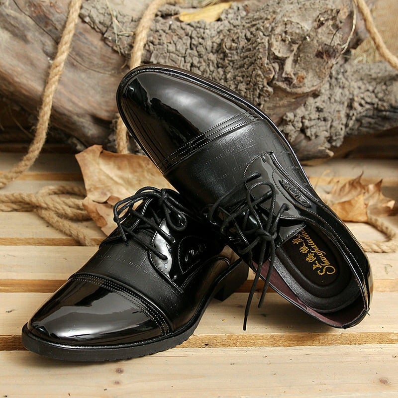 Zapatos ejecutivo casual Pointed ToePatchpara trabajo Lace Up Oxfords Faux cuero Patant para hombre