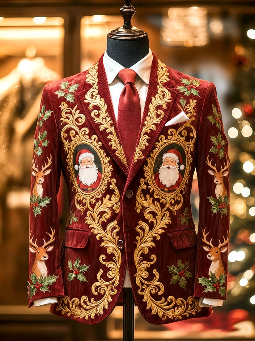 Saco vintage casual Christmas Party pana para hombre