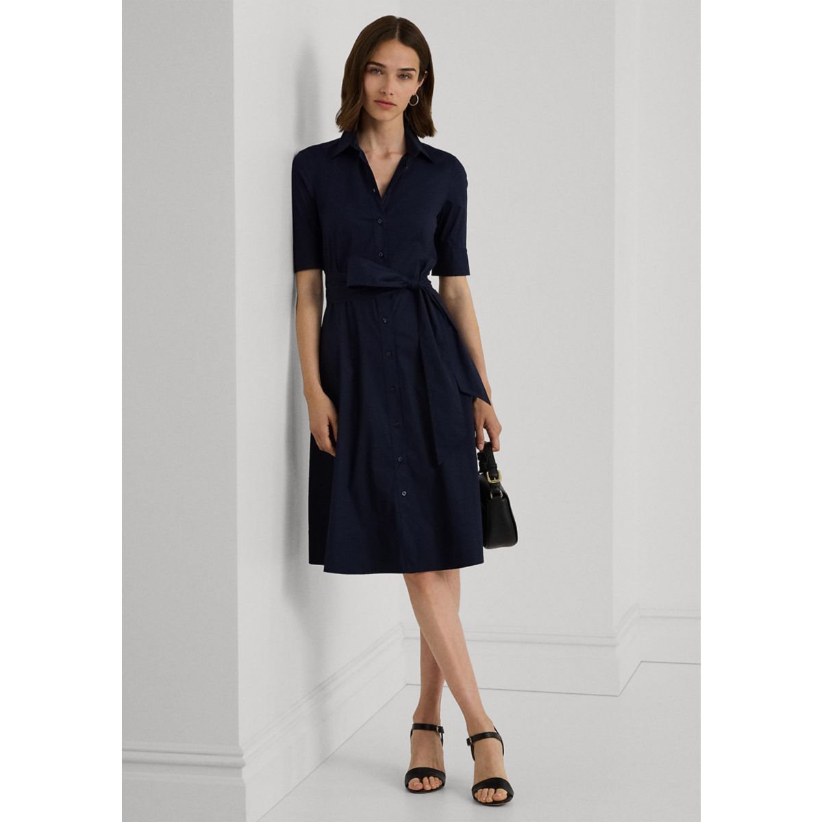 Belted Cotton Blend Shirtdress - 6
