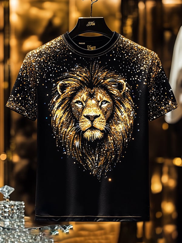 Camiseta ejecutivo Animal Sequin estampado de manga corta para hombre