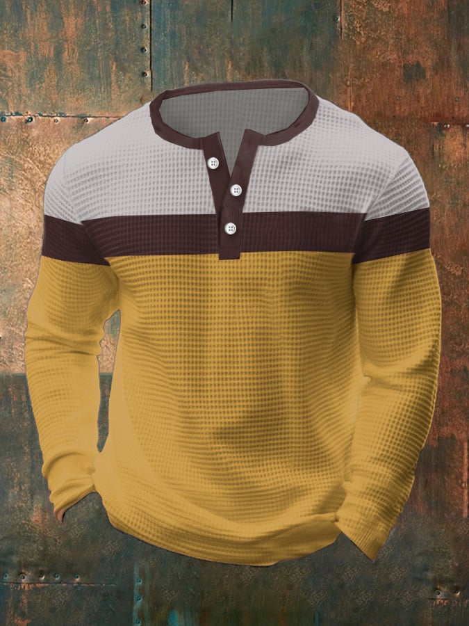 Ejecutivo casual Contrast Waffle Henley para hombre