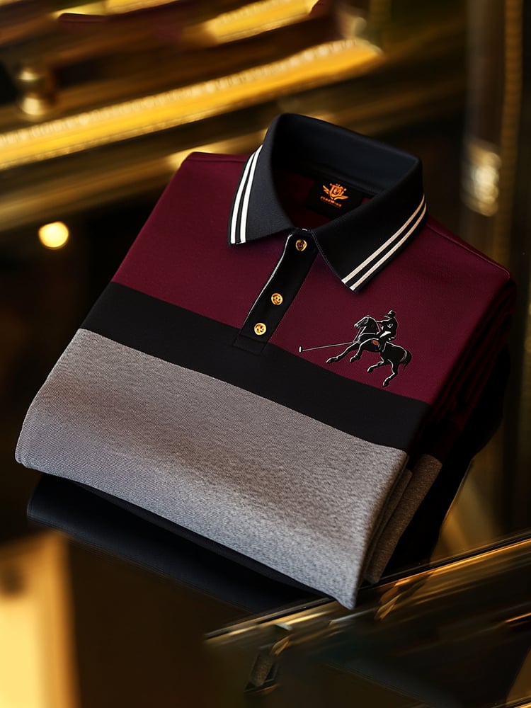 Camisa polo clásico ejecutivo Check Logo Button de manga corta para hombre