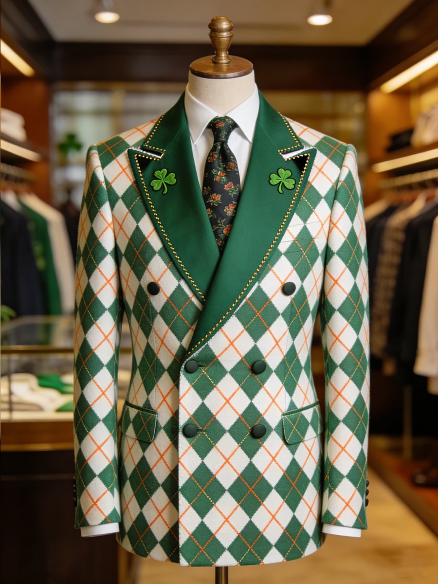 Chaqueta de lujo St. Patrick's Day estampado Suit para hombre