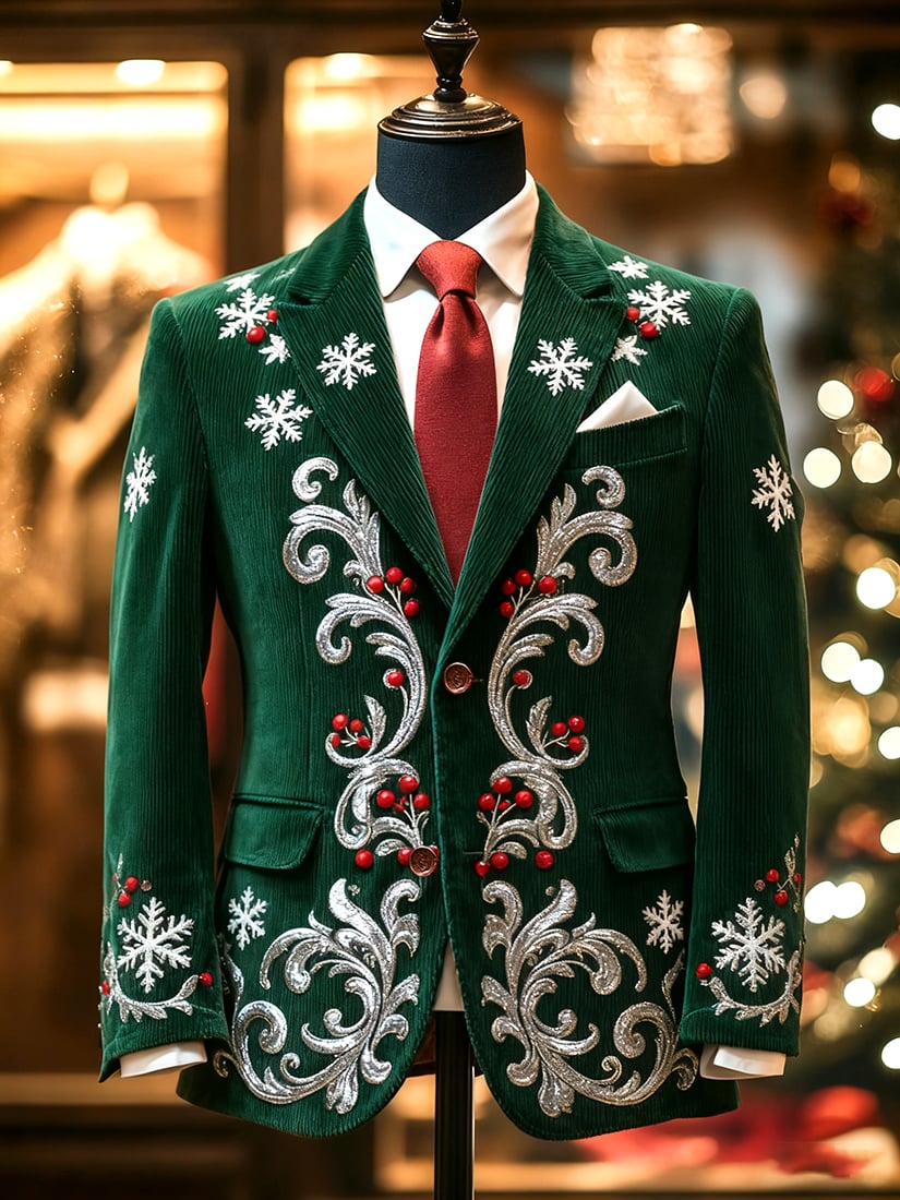 Saco vintage casual Christmas Party pana para hombre