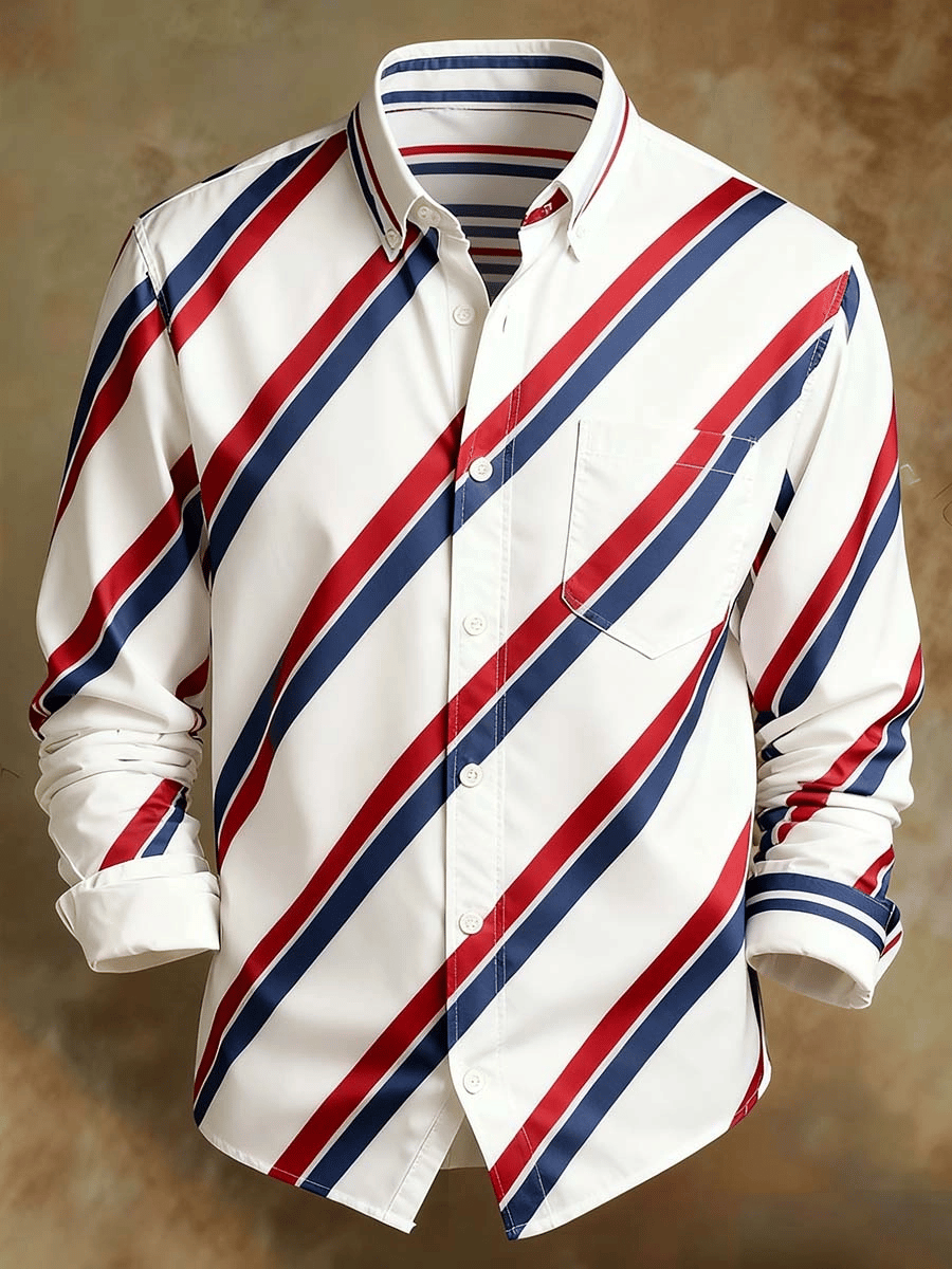 Camisa retro Abstract Art estampado Comfortable ejecutivo Style para hombre
