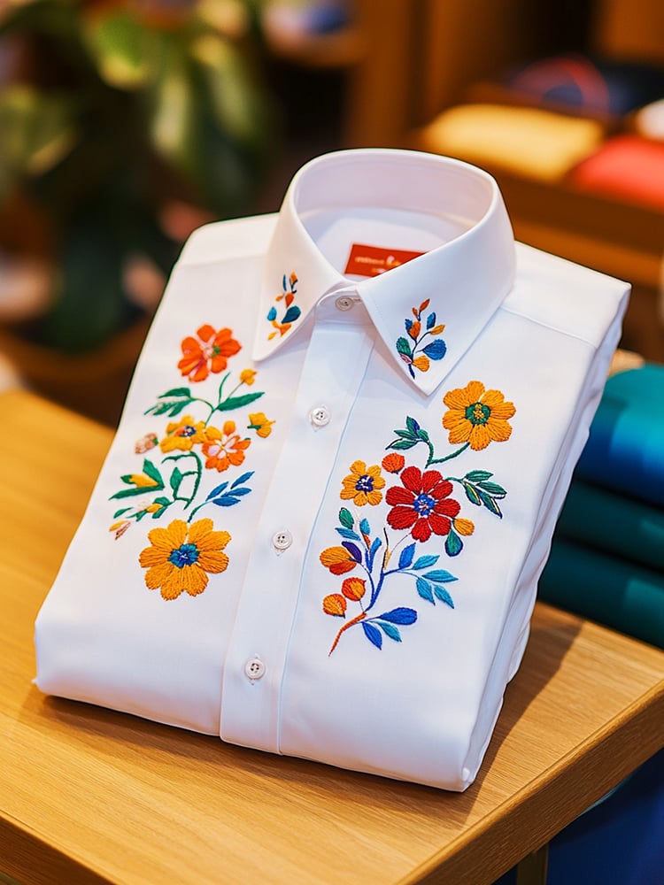 Camisa ejecutivo casual floral solapa de manga corta para hombre