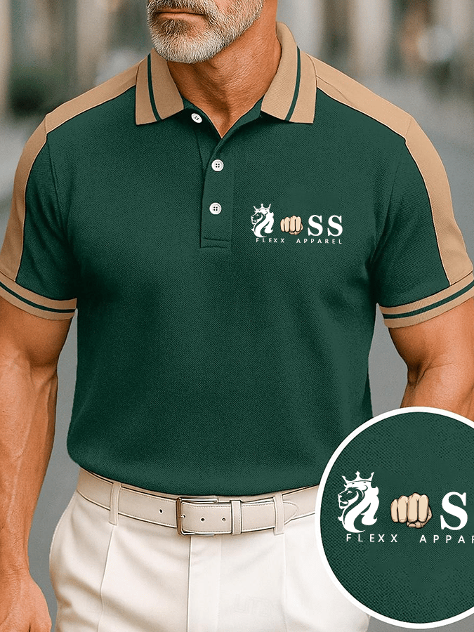 para hombre de moda ejecutivo Letter estampado casual camisa polo