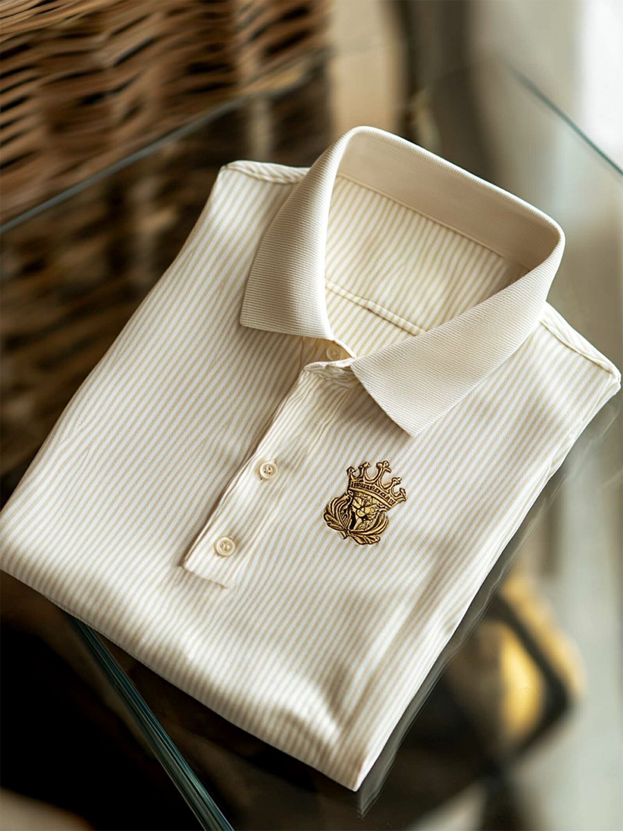 Camisa polo casual ejecutivo rayas Button de manga corta para hombre