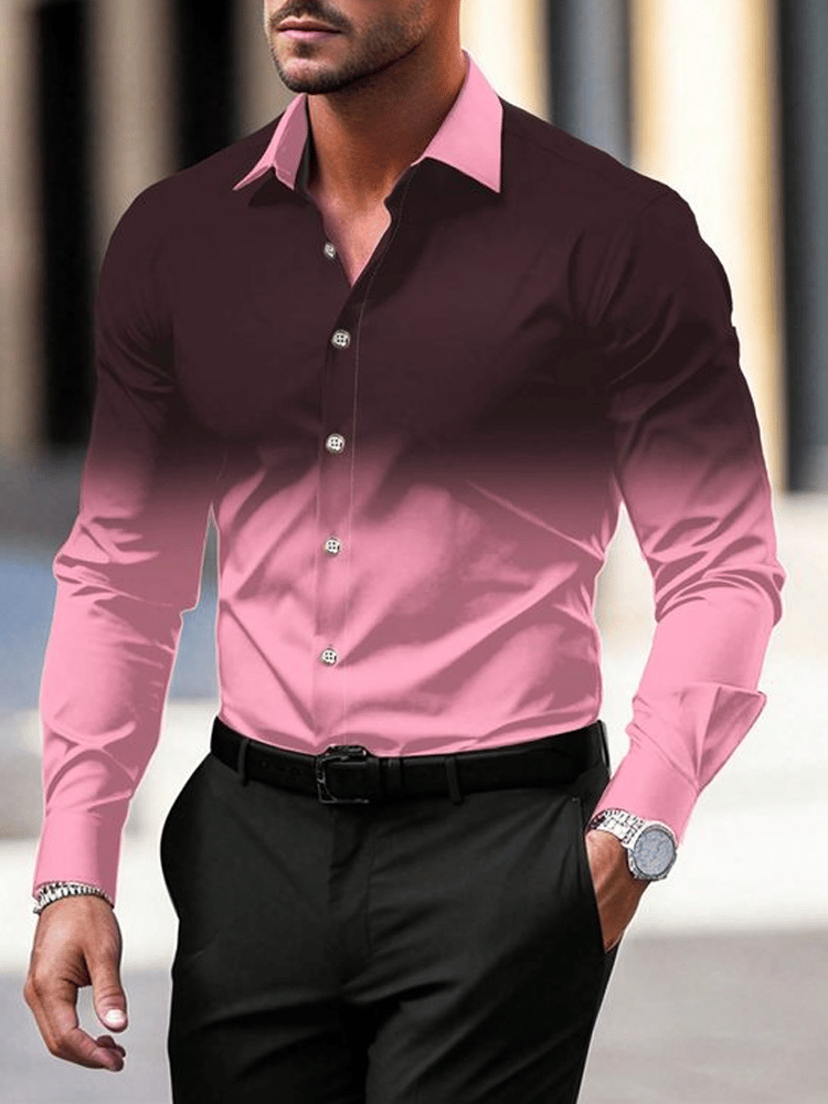 Camisa ejecutivo casual a rayas de manga larga para hombre