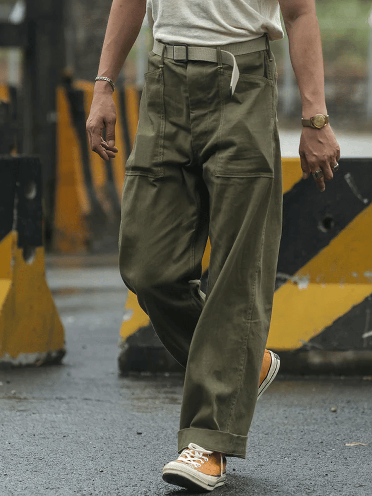 Pantalón vintage para exterior bolsillo casual para hombre