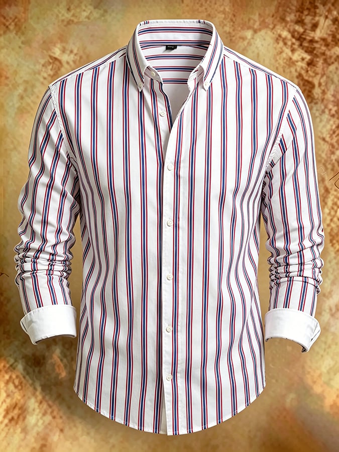 Camisa retro Abstract Art estampado Comfortable ejecutivo Style para hombre
