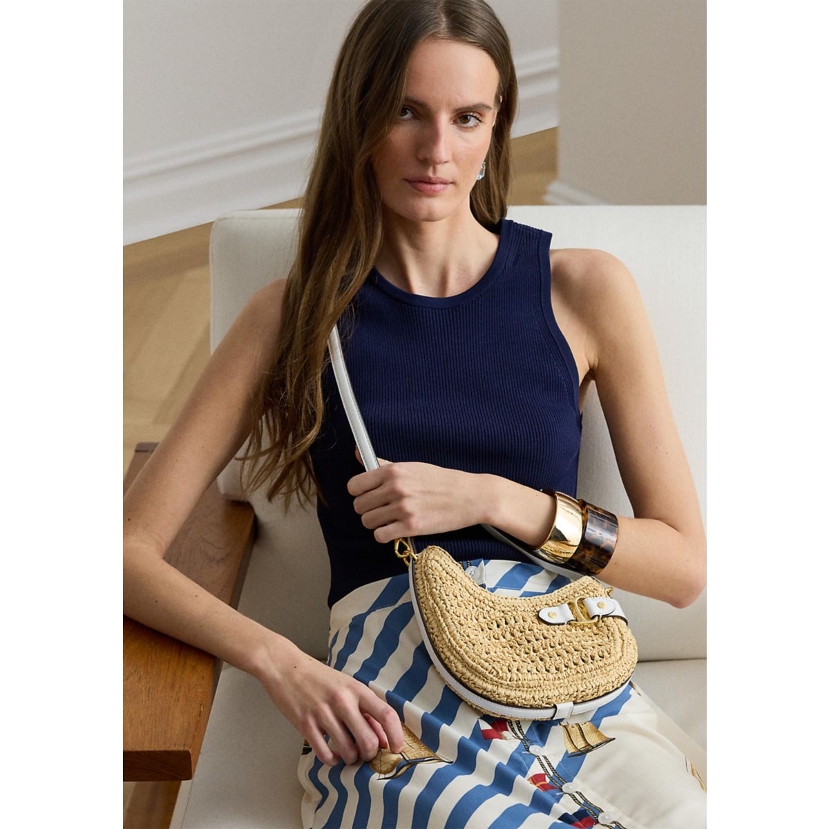 Woven Straw Small Tasha Crossbody Bag - 1