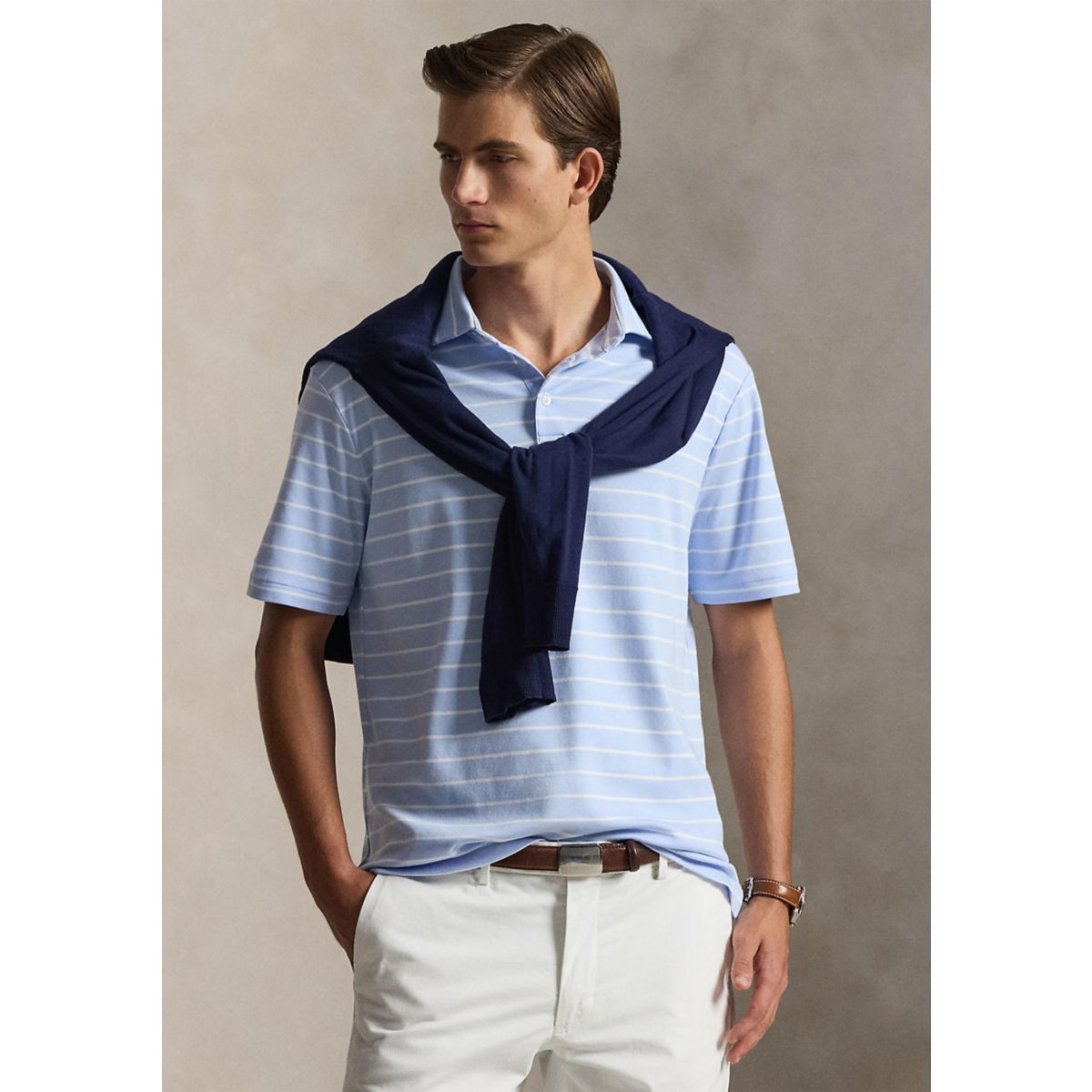 Classic Striped Soft Cotton Polo Shirt - 6