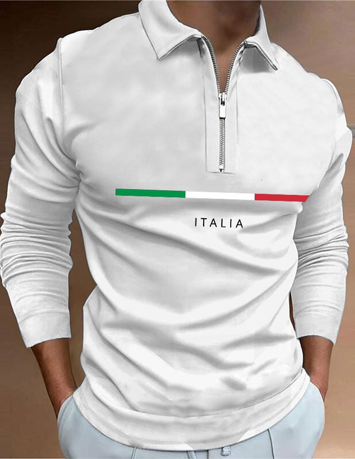 Camisa polo "Italy" estampado con cierre para hombre