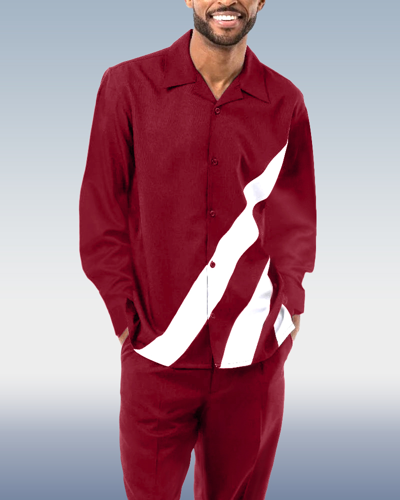 Red Walking Suit 2 Piece de manga larga Set