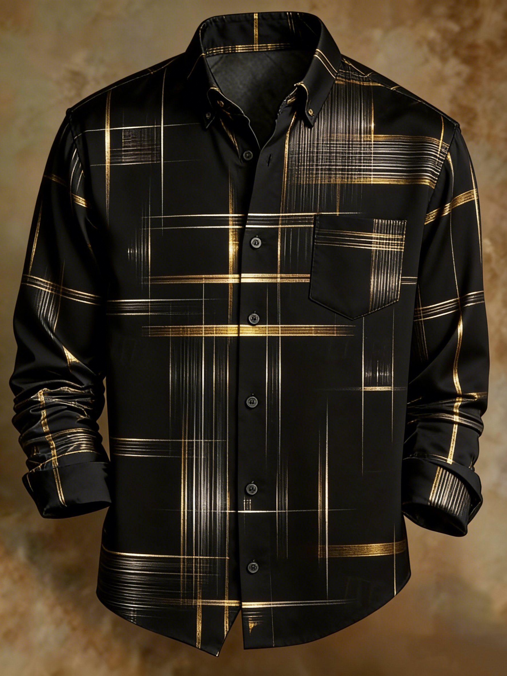 Camisa retro Abstract Art estampado diseño ejecutivo Style para hombre