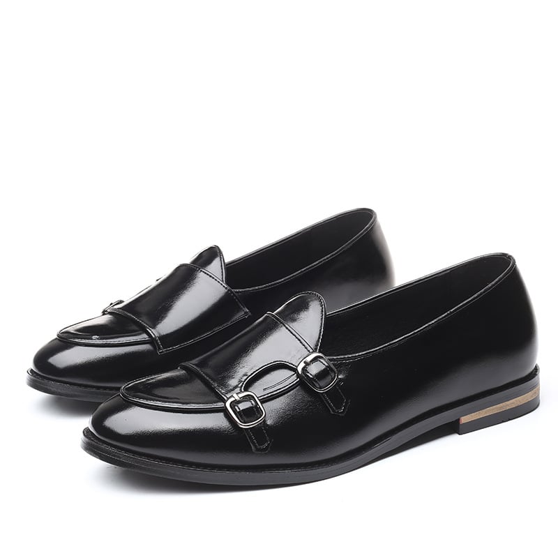 Zapatos de moda British cinturón Double Buckle Small cuero