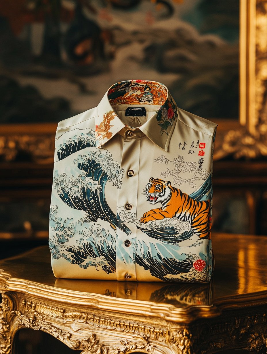 Camisa satén Wing de lujo ejecutivo de manga larga para hombre