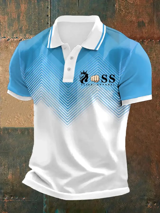 Camisa polo retro Letter estampado casual para hombre
