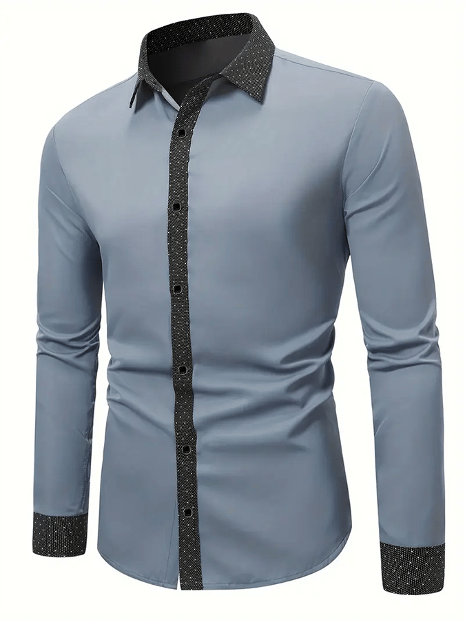 Camisa ejecutivo casual estampado satén de manga larga para hombre
