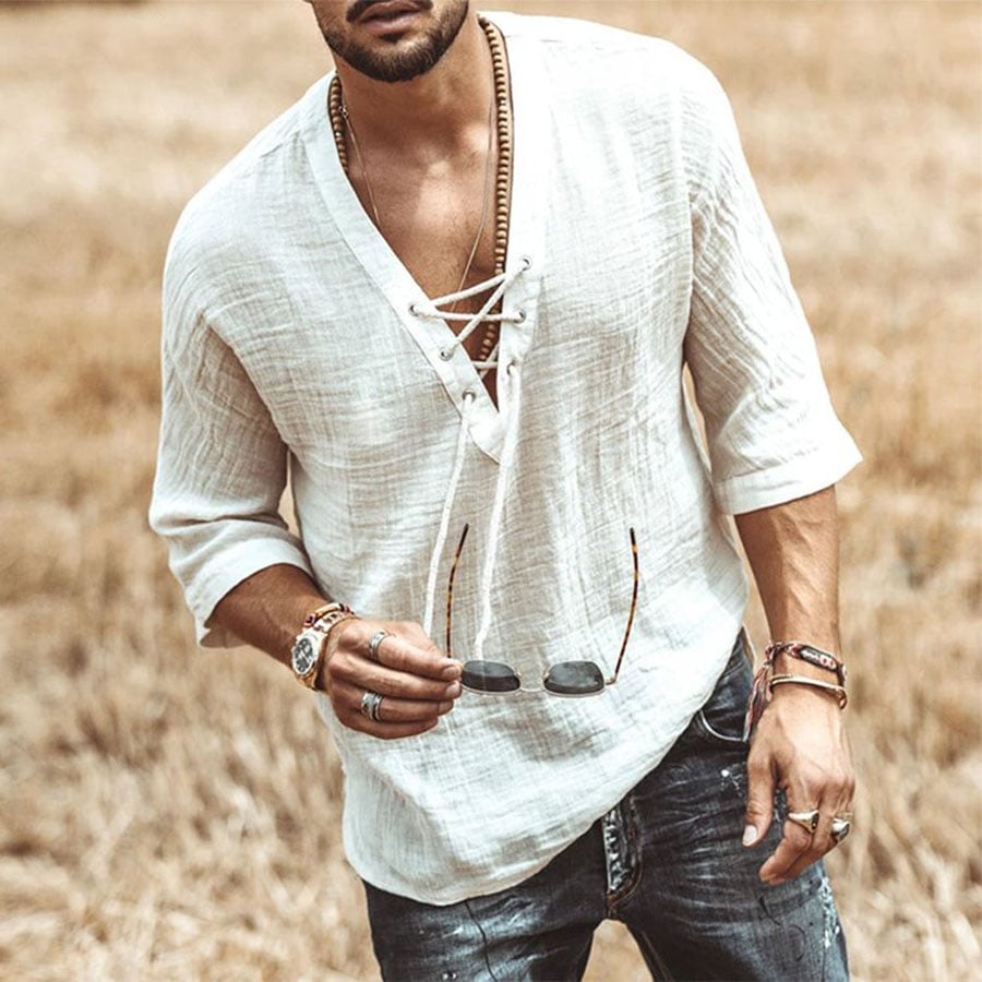 Camiseta casual de lino para hombre