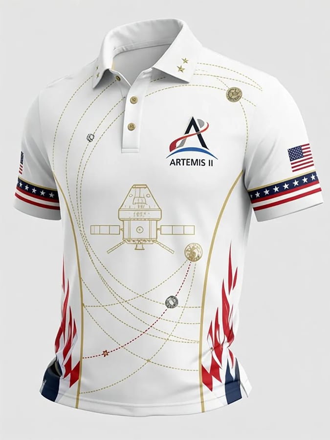 Camisa polo Back to the Moon 2026 estampado para hombre