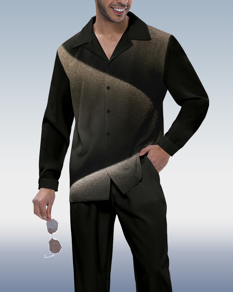 Camisa Gradient estampado de manga larga Walking Suit 318 para hombre