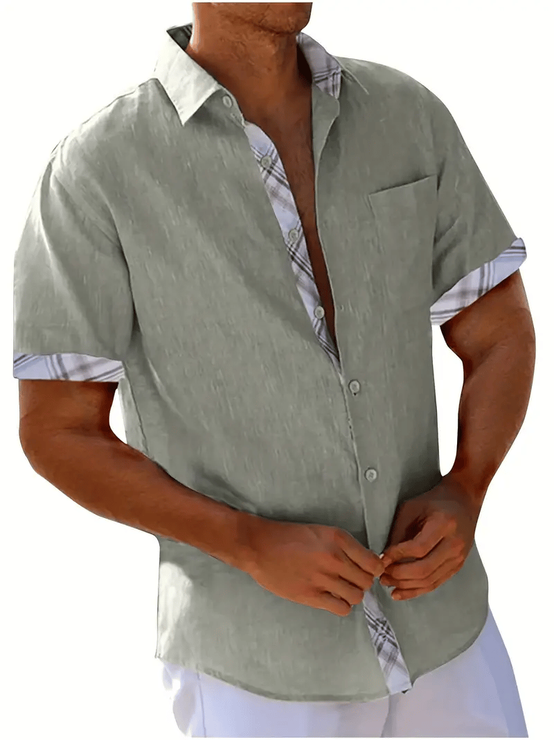 Camisa a rayas casual de manga corta para hombre