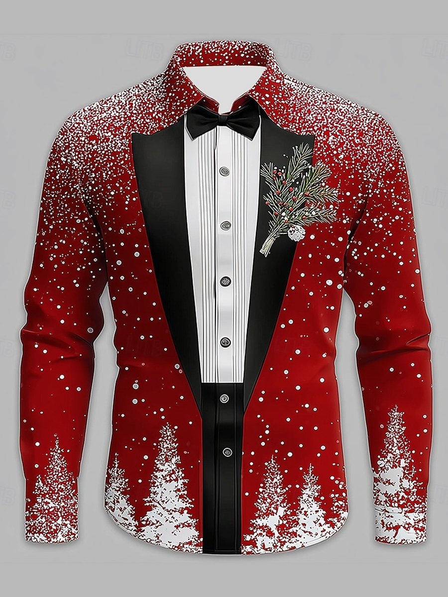 Christmas Christmas Outfits: Suits, Ties, estampado Tuxedoes, Button-Up de manga larga camisas para hombre