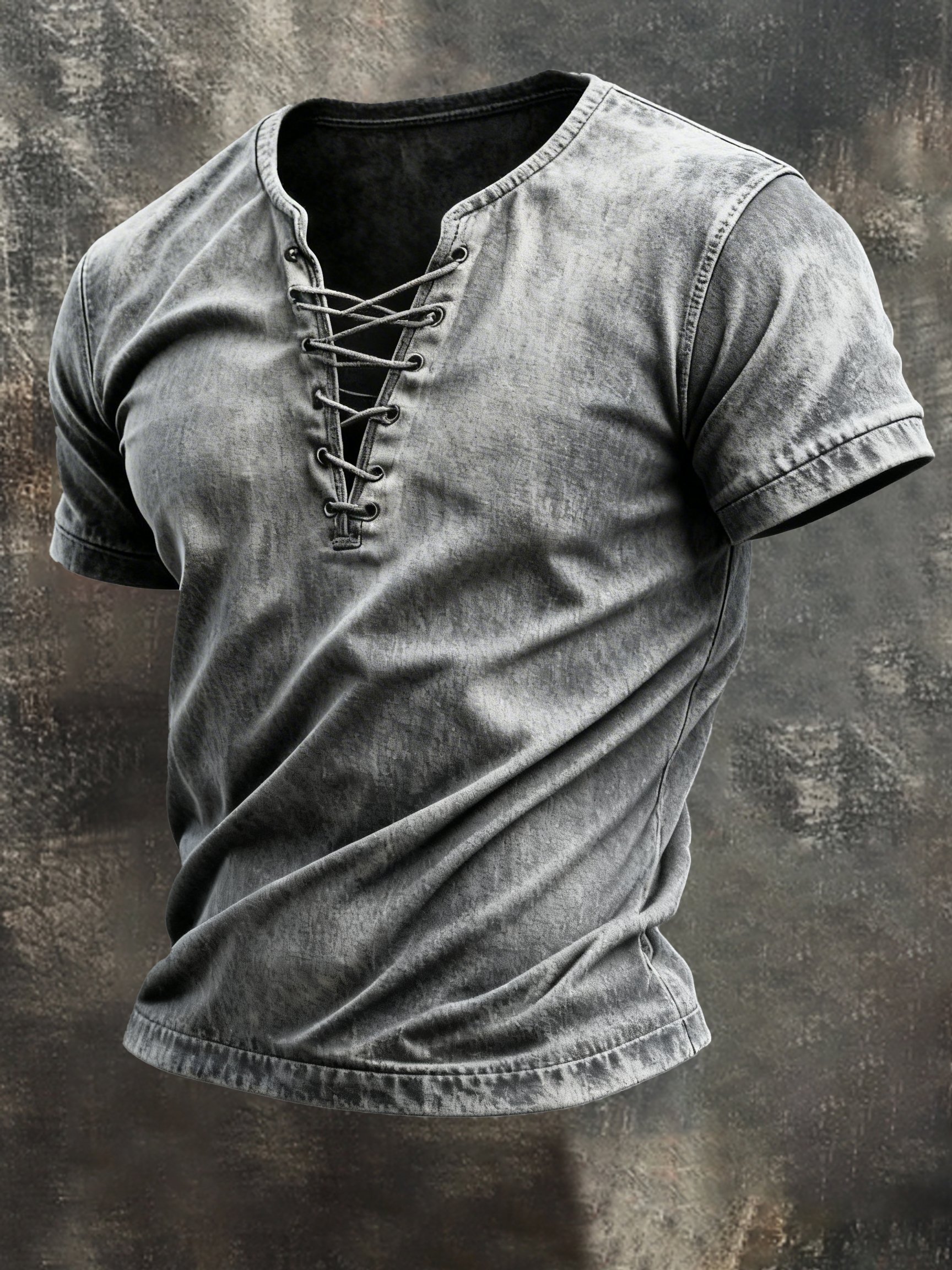 Camiseta vintage Washed Tie-Up de manga corta para hombre